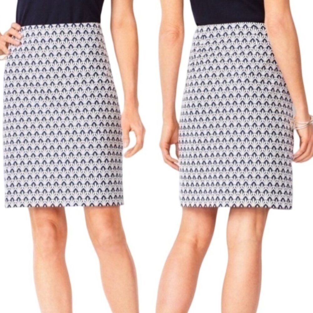 NWOT! Talbots Art Deco A-Line Skirt Navy and White Size 10 Gatsby